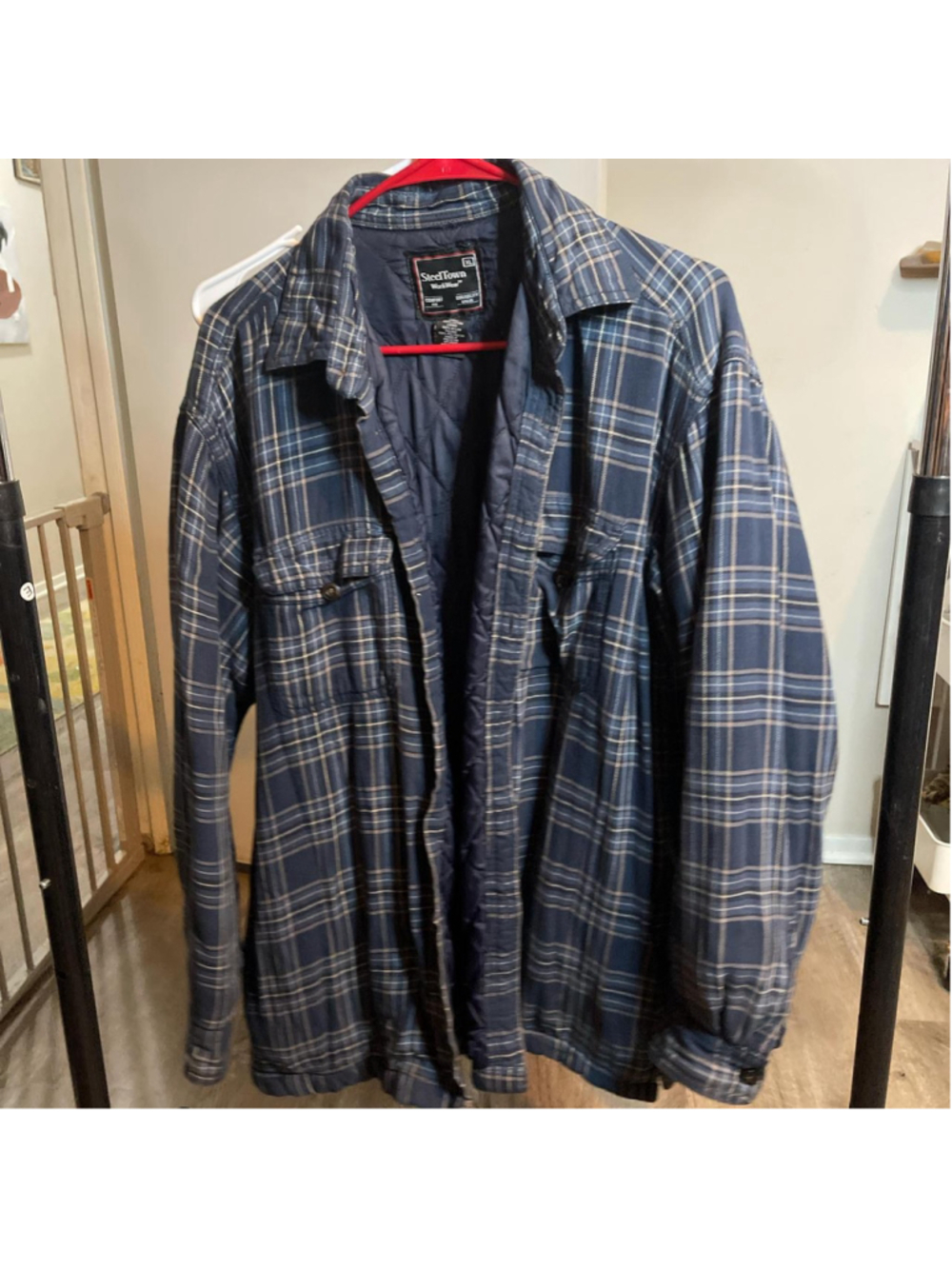 SteelTown WorkWear Navy and white plaid flannel shirt JACKET #flannel super cosy